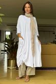 Made in Italy Cotton Jersey Hitch Cocoon Dress White /15 =